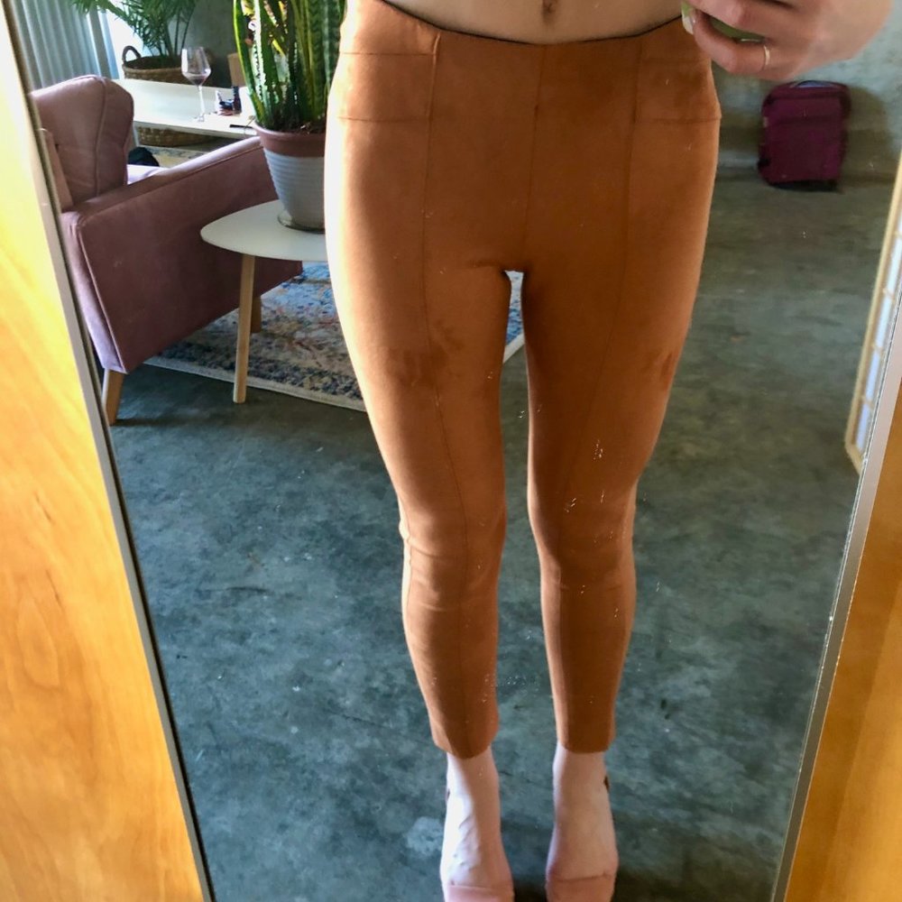 Faux Suede Burnt Orange Leggings